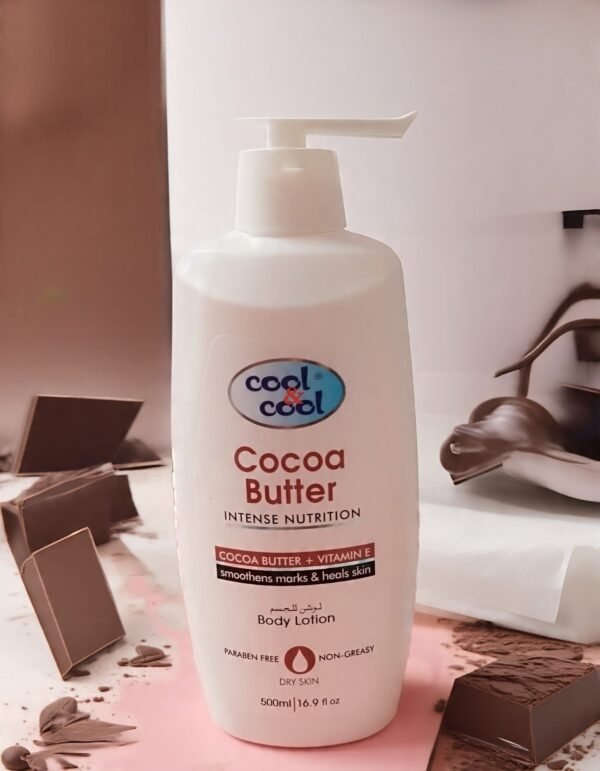 Cool & Cool Cocoa Butter Intense Nutrition Body Lotion Moisturizing Formula with Cocoa Butter & Vitamin E, Non-Greasy, Dry Skin & Paraben-Free Smooths Marks & Heals Skin 500ml