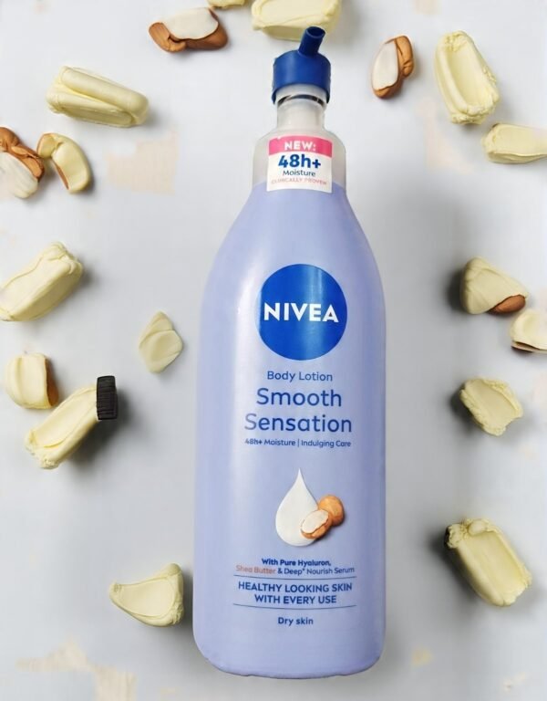 NIVEA Body Lotion Smooth Sensation for Dry Skin With Pure Hyaluron,Shea Butter & Deep Nourish Serum, 48hr+ of Indulging Moisture Care
